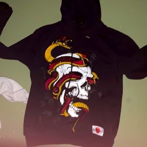 Red black white designer pullover